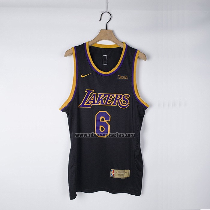 Camiseta Los Angeles Lakers LeBron James NO 6 Earned 2021-22 Negro